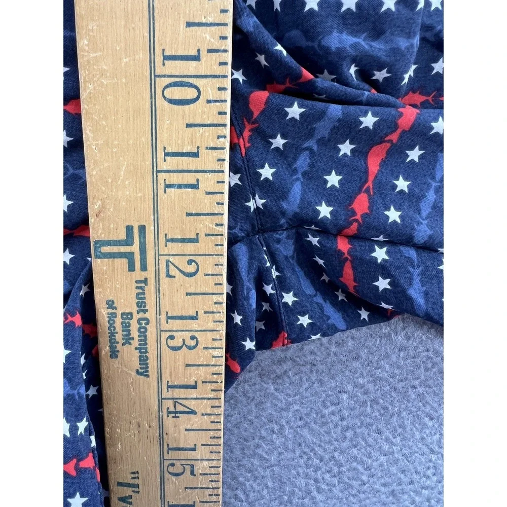 Columbia PFG Omni-Shade Swim Trunks Mens Sz M Navy Blue Stars Fish Americana 6in